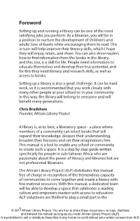 Foreword Setting up and Running a Library Can Be One of the Most Satisfying Jobs You Perform