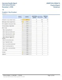 Summary Results Report 2020 General Election November 3, 2020