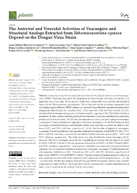 The Antiviral and Virucidal Activities of Voacangine and Structural Analogs Extracted from Tabernaemontana Cymosa Depend on the Dengue Virus Strain