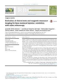 Correlation with Video Arthroscopy