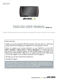 ENGLISH USER MANUAL Version 1.0