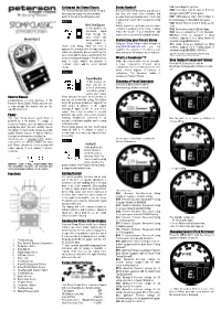 Model VSS-C Owners Manual Power Functions Setting up the Stomp Classic Getting Started Reading the Virtual Strobe Displa