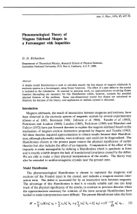 Phenomenological Theory of Magnon Sideband Shapes in a Ferromagnet with Impurities