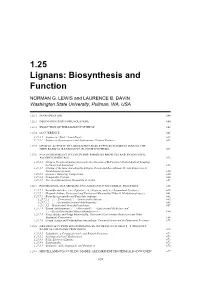 1.25 Lignans: Biosynthesis and Function