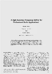 A High-Accuracy Frequency Shifter for Professional Audio Applications*