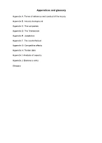Appendices and Glossary
