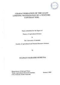 Characterisation of the Least Limiting Water Range of a Texture-Contrast Soil