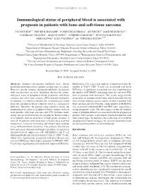 Immunological Status of Peripheral Blood Is Associated with Prognosis in Patients with Bone and Soft-Tissue Sarcoma