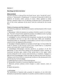 Module 2 Neurology and Instrumentation Motor Paralysis The
