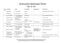 Instructor Selection Form Fight for Life
