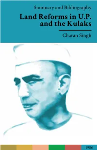 Land Reforms in U.P. and the Kulaks Charan Singh