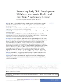 Promoting Early Child Development Withtyler Vaivada, Msc, Interventionsa​ Michelle F