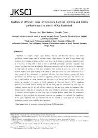 Analysis of Different Types of Turnovers Between Winning and Losing Performances in Men’S NCAA Basketball