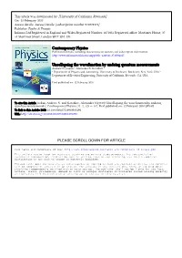Contemporary Physics Uncollapsing the Wavefunction by Undoing