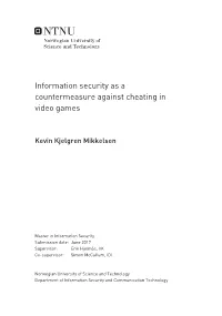 Information Security As a Countermeasure Against Cheating in Video Games