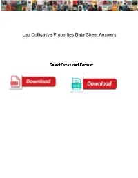 Lab Colligative Properties Data Sheet Answers