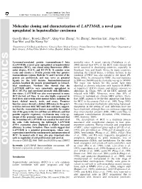 Molecular Cloning and Characterization of LAPTM4B, a Novel Gene Upregulated in Hepatocellular Carcinoma