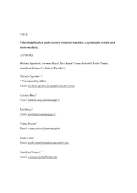 Telerehabilitation and Recovery of Motor Function: a Systematic Review and Meta-Analysis