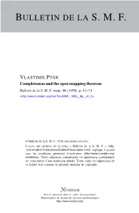 Completeness and the Open Mapping Theorem Bulletin De La S