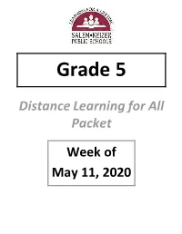 Distance Learning for All Packet Week of May 11, 2020