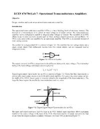 ECEN 474/704 Lab 7: Operational Transconductance Amplifiers
