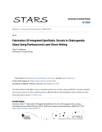 Fabrication of Integrated Optofluidic Circuits in Chalcogenide Glass Using Femtosecond Laser Direct Writing