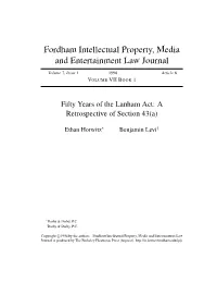 Fifty Years of the Lanham Act: a Retrospective of Section 43(A)