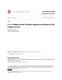 J. B. S. Haldane and the Thomistic Argument from Motion for the Existence of God