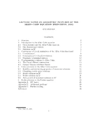 Lecture Notes on Geometric Features of the Allen–Cahn Equation (Princeton, 2019)
