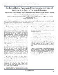 The Role of Rating Agencies in Determining the Activities of Banks