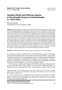 Venetian Hosts and Ottoman Guests in the Venedik Sarayı in Constantinople (C