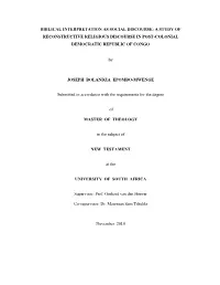 A Study of Reconstructive Religious Discourse in Post-Colonial Democratic Republic of Congo