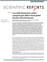 Coccolith Dissolution Within Copepod Guts Affects Fecal Pellet Density And