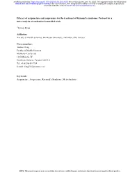Efficacy of Acupuncture and Acupressure for the Treatment of Raynaud's Syndrome: Protocol for a Meta-Analysis of Randomized Co