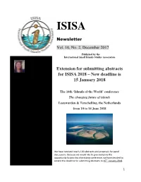 Extension for Submitting Abstracts for ISISA 2018 – New Deadline Is 15