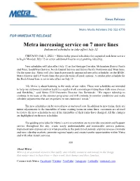 Metra Increasing Service on 7 More Lines Enhanced Schedules to Take Effect July 12