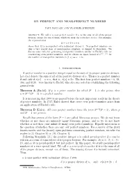 ON PERFECT and NEAR-PERFECT NUMBERS 1. Introduction a Perfect