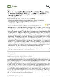 Role of Sensory Evaluation in Consumer Acceptance of Plant-Based Meat Analogs and Meat Extenders: a Scoping Review