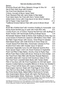 Sunday Lunch Menu Starters