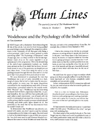 Wodehouse and the Psychology of the Individual by Tim Andrew