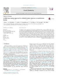 A DNA Barcoding Approach to Identify Plant Species in Multiflower Honey