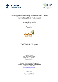 Defining and Identifying Environmental Limits for Sustainable Development