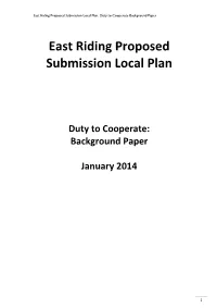 East Riding Proposed Submission Local Plan: Duty to Cooperate Background Paper
