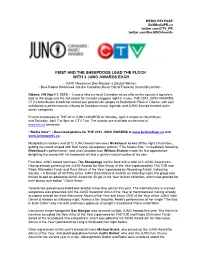 Feist and the Sheepdogs Lead the Flock with 3 Juno Awards Each