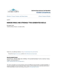 Monoid Rings and Strongly Two-Generated Ideals