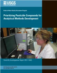 Prioritizing Pesticide Compounds for Analytical Methods Development