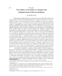 "The Failure of Alexander's Conquests and the Administration of Bactria