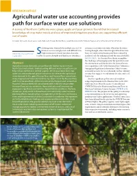Agricultural Water Use Accounting Provides Path for Surface
