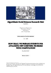 Algorithmic Social Sciences Research Unit ASSRU