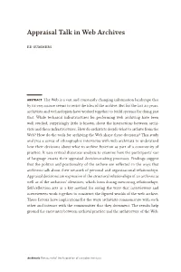 Appraisal Talk in Web Archives Ed Summers